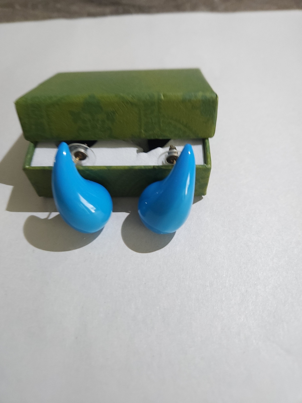 Blue Teardrop Clip-On Earrings - Women Jewelry